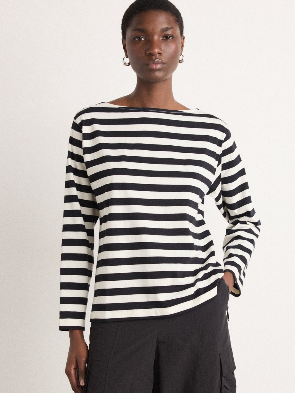 Mads Norgaard Striped Boatneck Long-Sleeve Top
